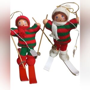 Cute Vintage Skier Ornament Bundle